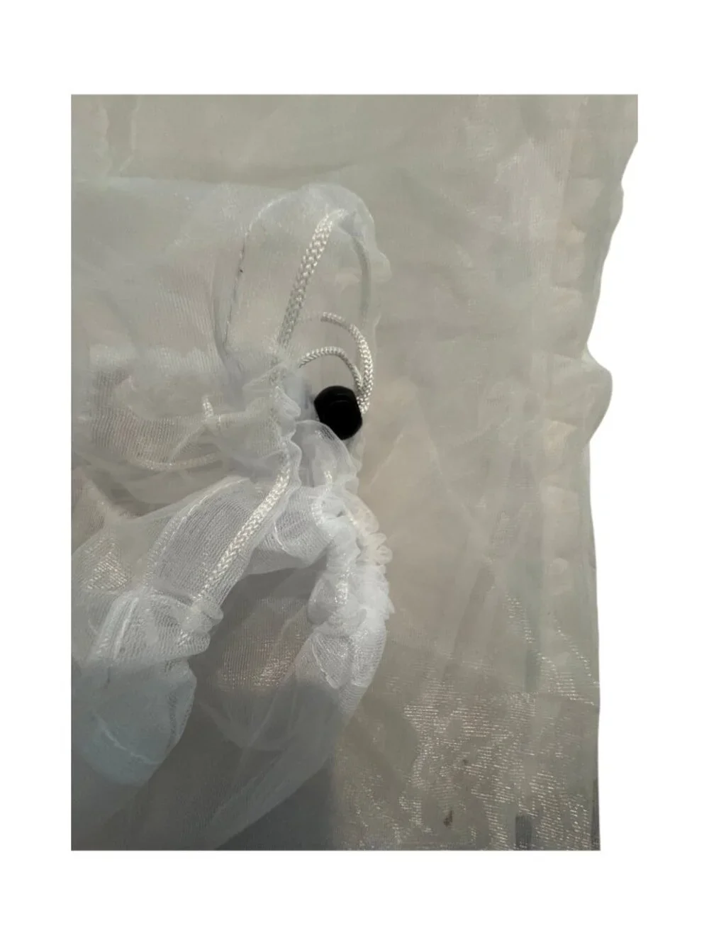 6 White Veil Tulle Laundry Bags with Drawstring Tie